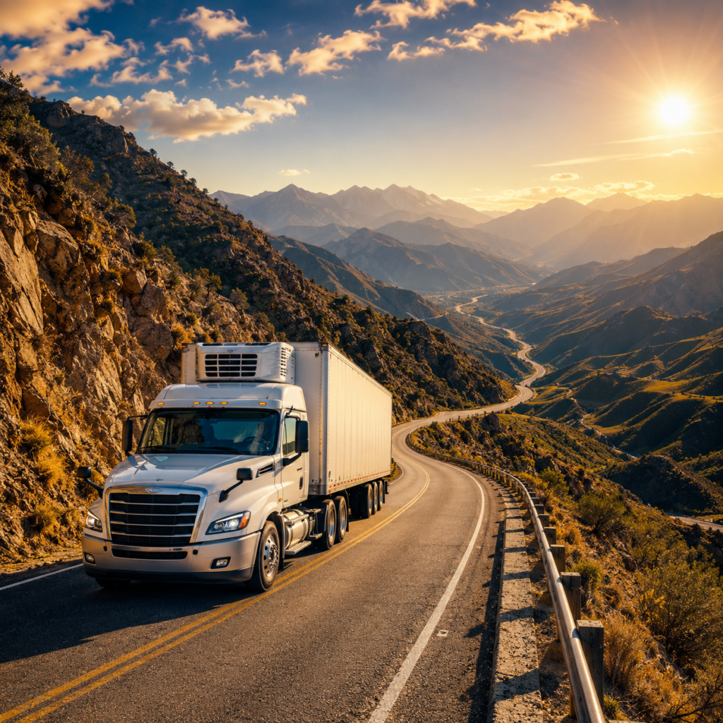 Camion frigorifique sur une route de montagne mexicaine sous un ciel chaud et ensoleillé
Entrepôt logistique mexicain avec opérateurs aux quais de chargement dans un environnement chaud